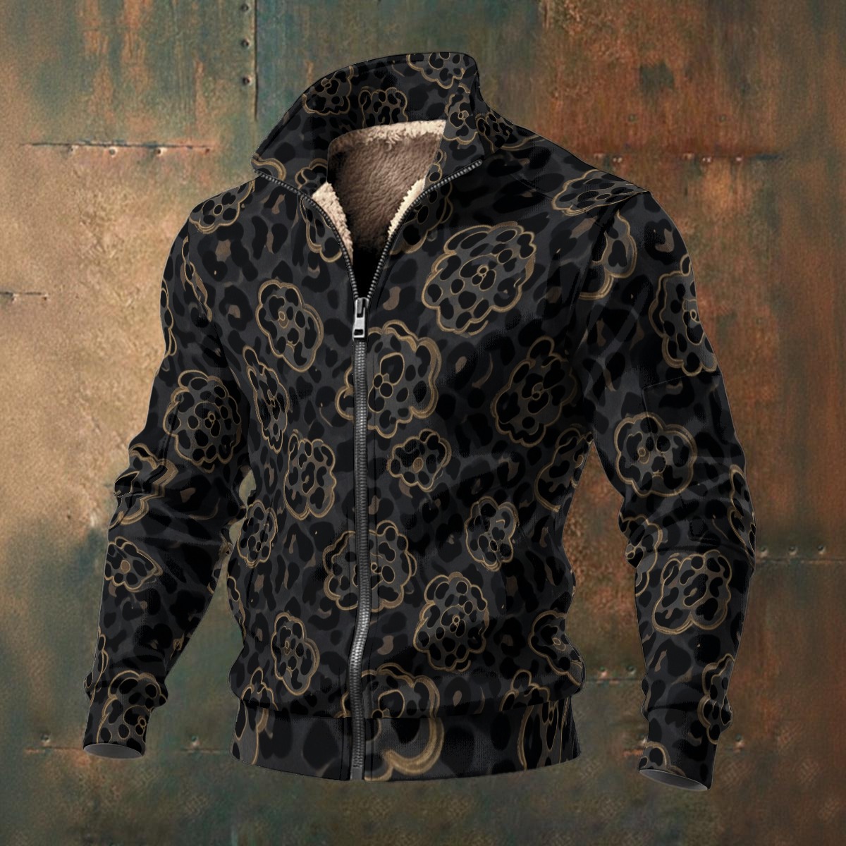 All-Over Print Men's Thick Knit Fleece Jacket (PAPHZ)