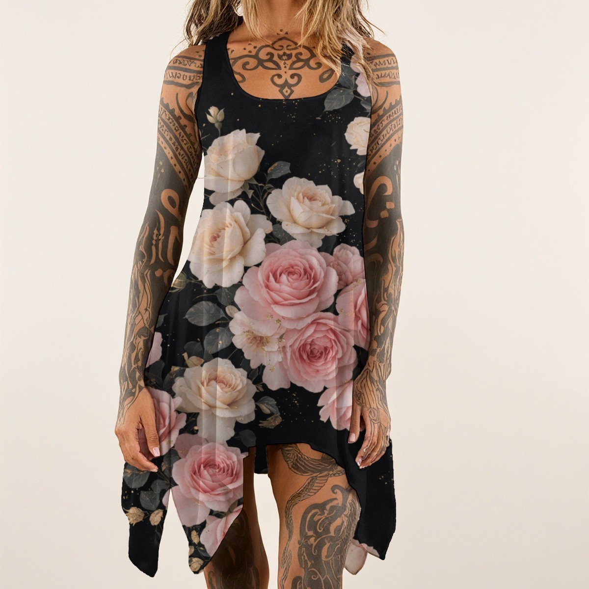 All-over print Women's Sleeveless Tank Dress (P9AFC)