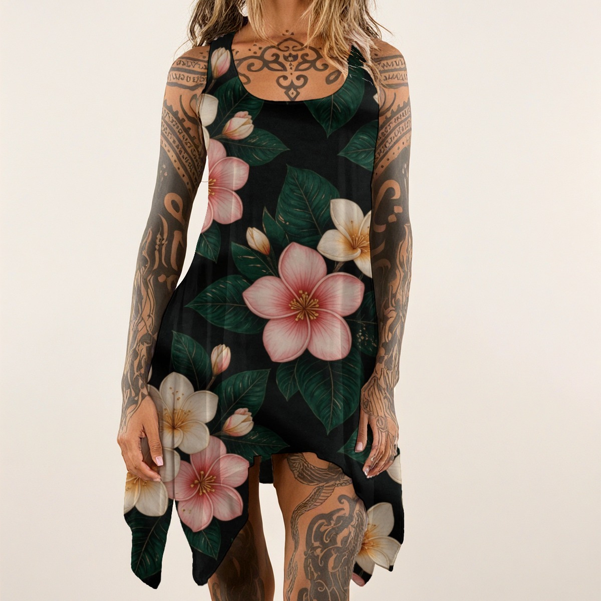 All-over print Women's Sleeveless Tank Dress (P9AG1)