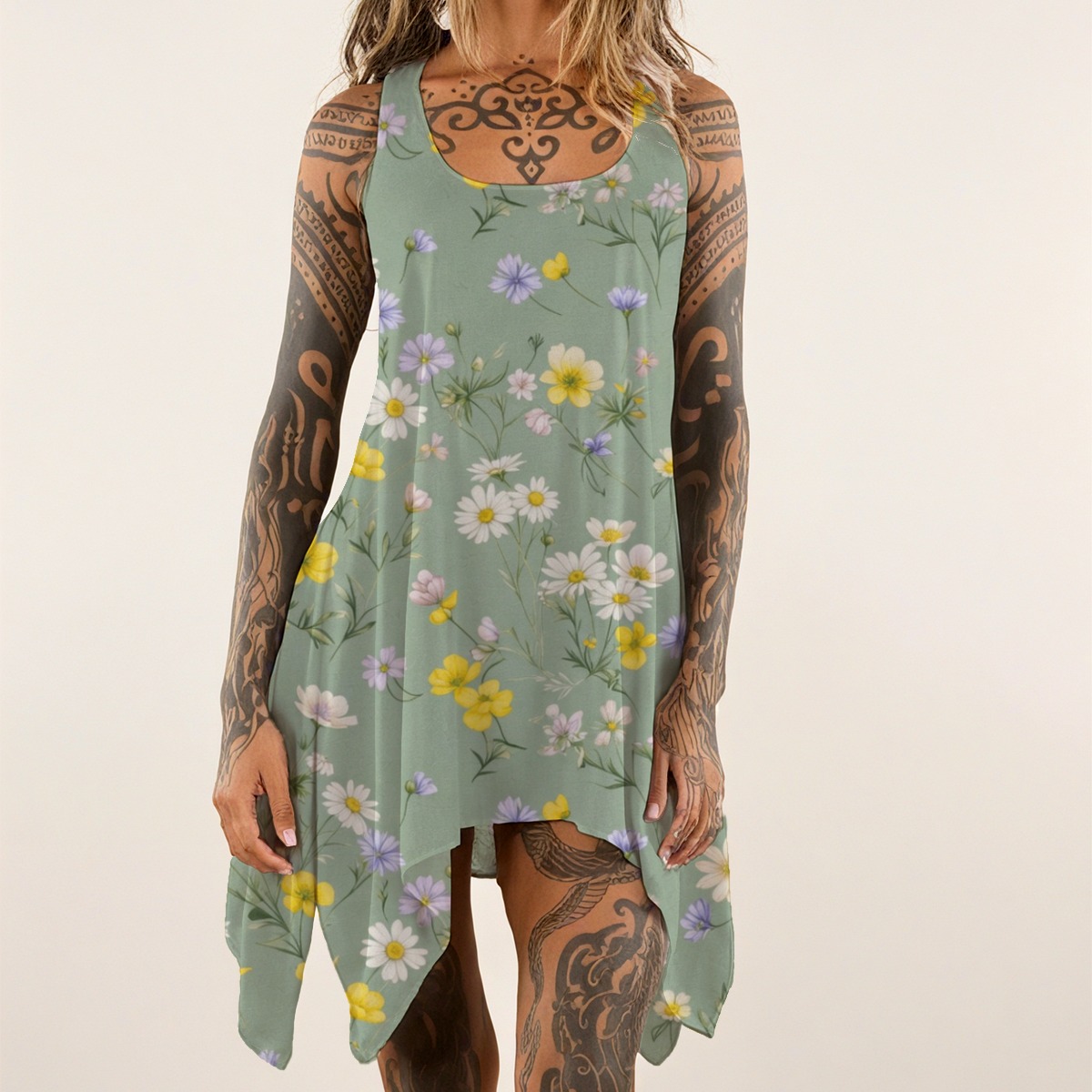 All-over print Women's Sleeveless Tank Dress (P9AHP)