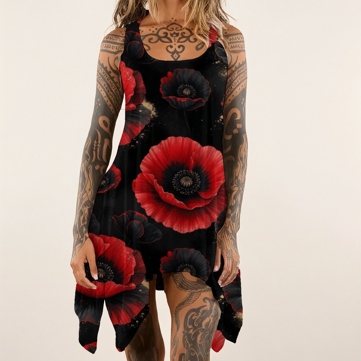 All-over print Women's Sleeveless Tank Dress (P9ADJ)