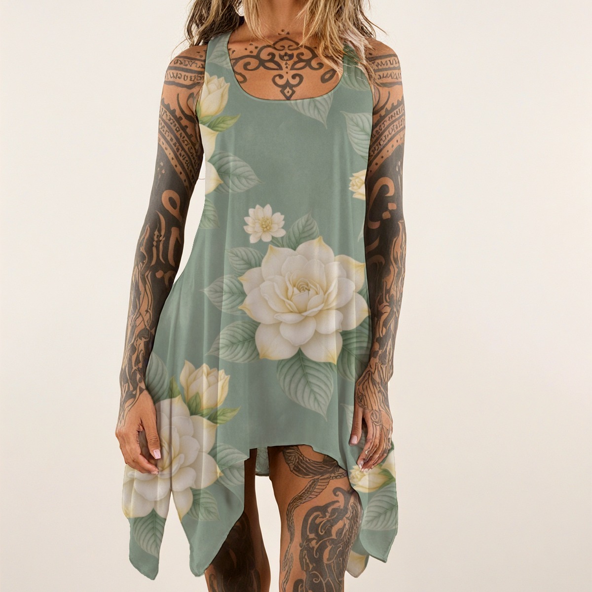 All-over print Women's Sleeveless Tank Dress (P9AGY)