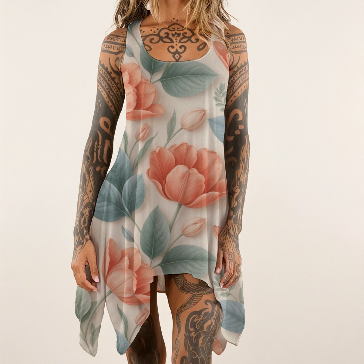 All-over print Women's Sleeveless Tank Dress (P9AGD)
