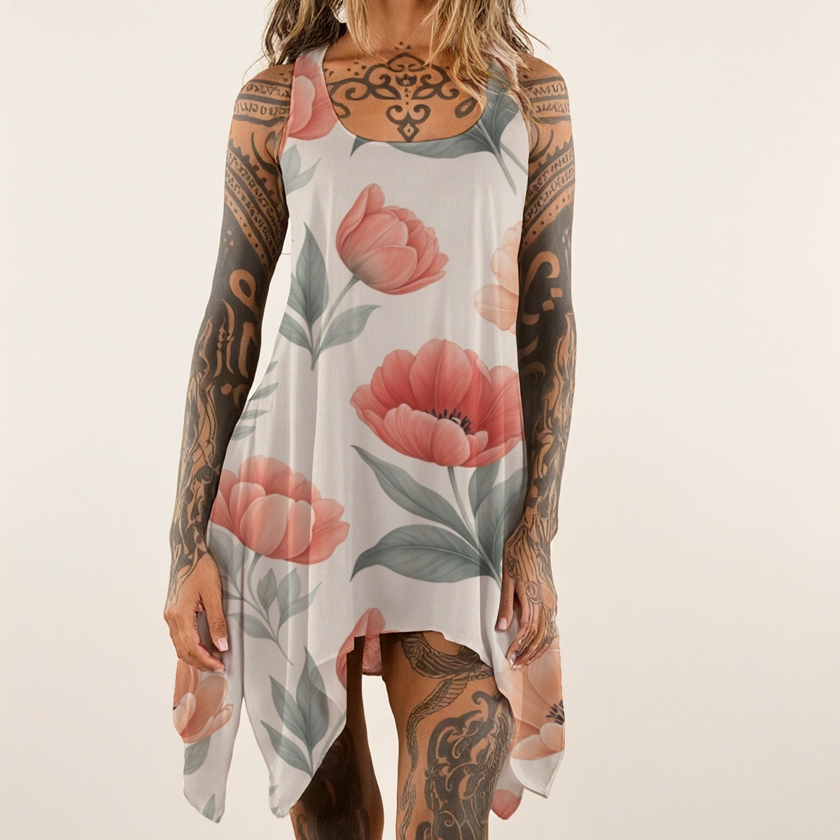 All-over print Women's Sleeveless Tank Dress (P9ADC)