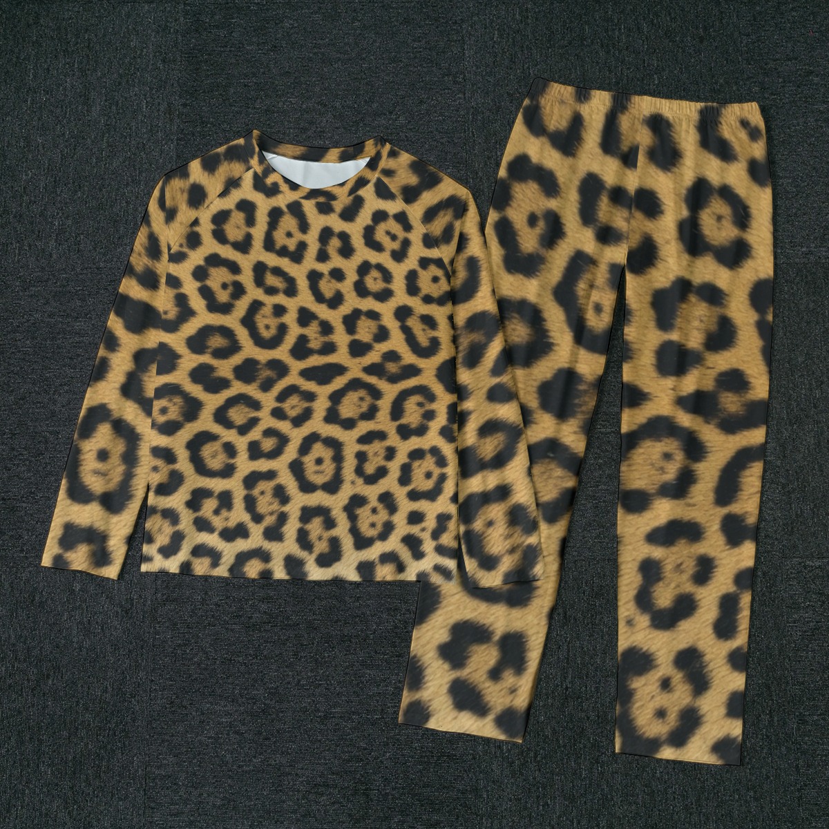 All-Over Print Men's Raglan Sleeve Pajamas With Wide Ankles (PAD7R)