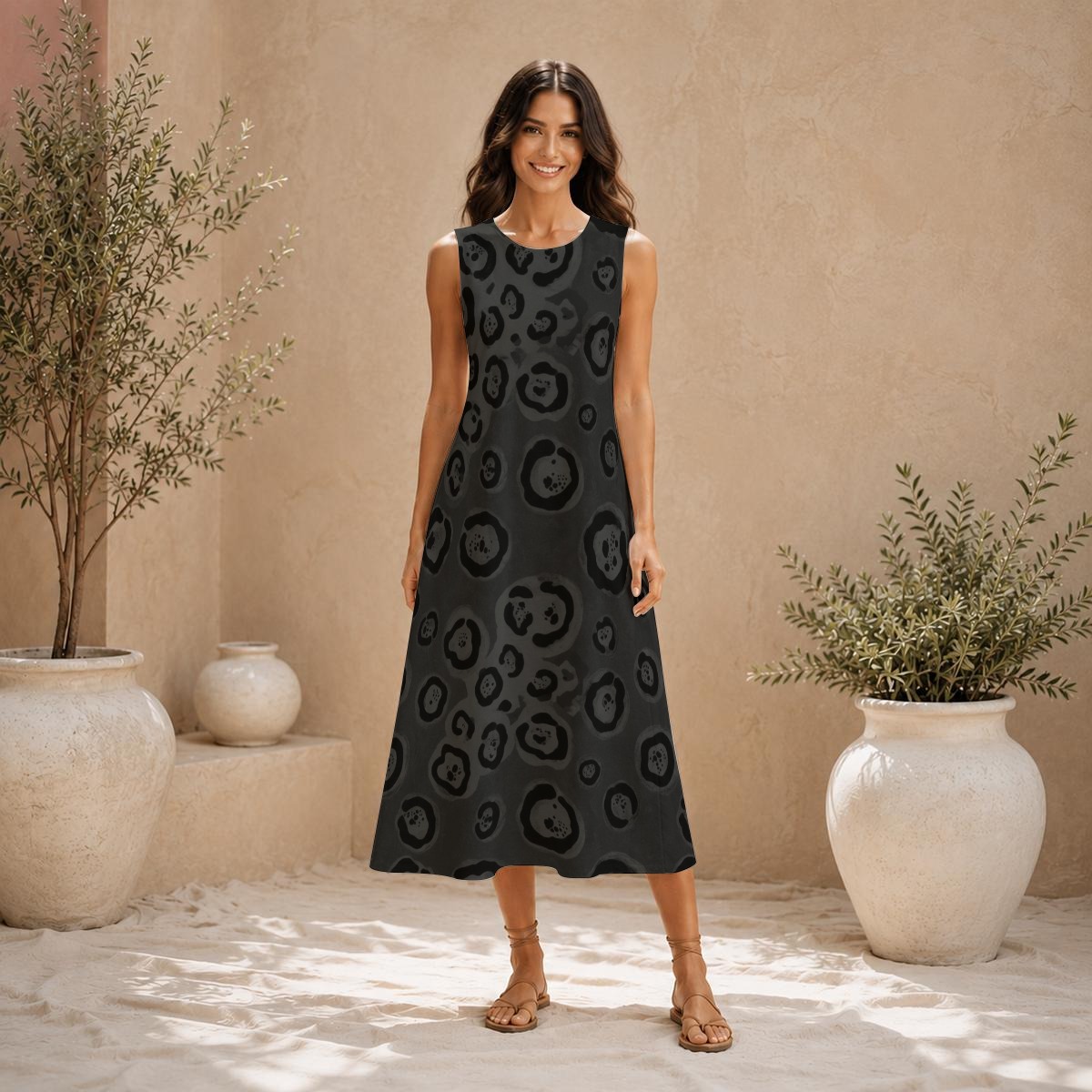 Sleeveless dress, slub cotton