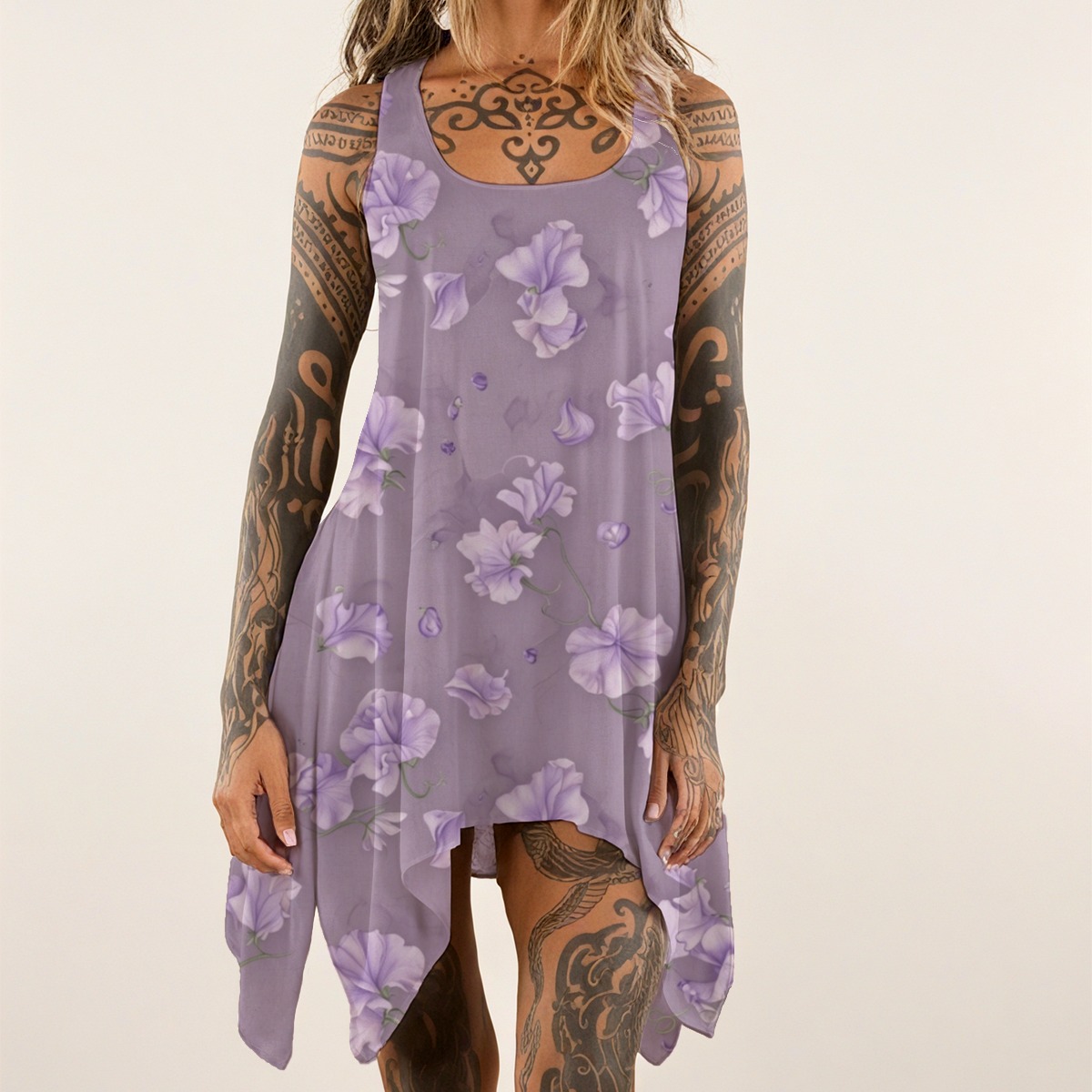 All-over print Women's Sleeveless Tank Dress (P9AES)