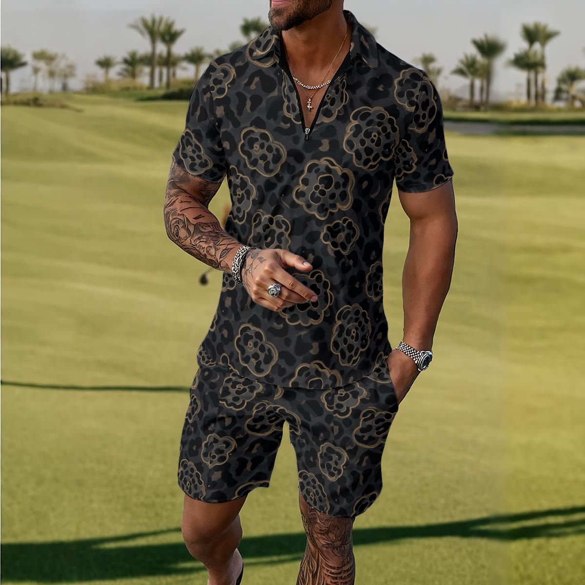 All-Over Print Men's Polo Sportswear Set (PAPHF)