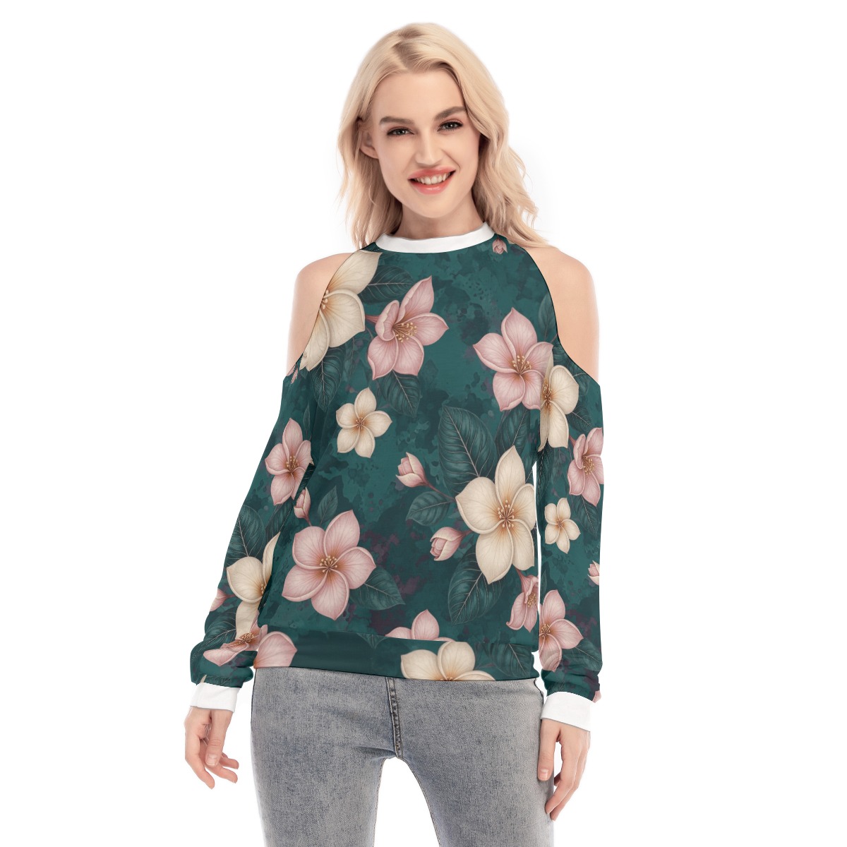 All-Over Print Women's Cold Shoulder Sweatirt (P95BT)