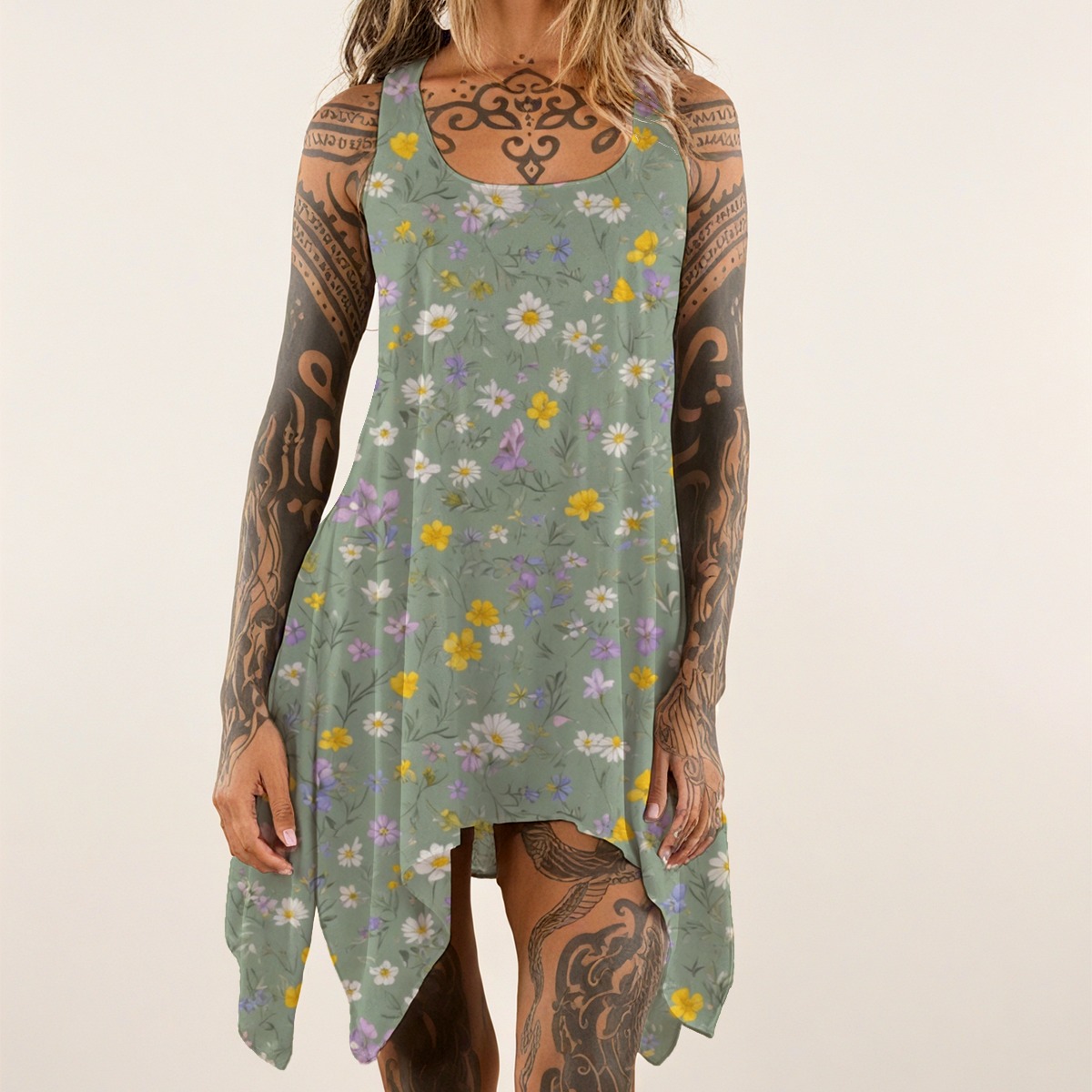 All-over print Women's Sleeveless Tank Dress (P9AEU)