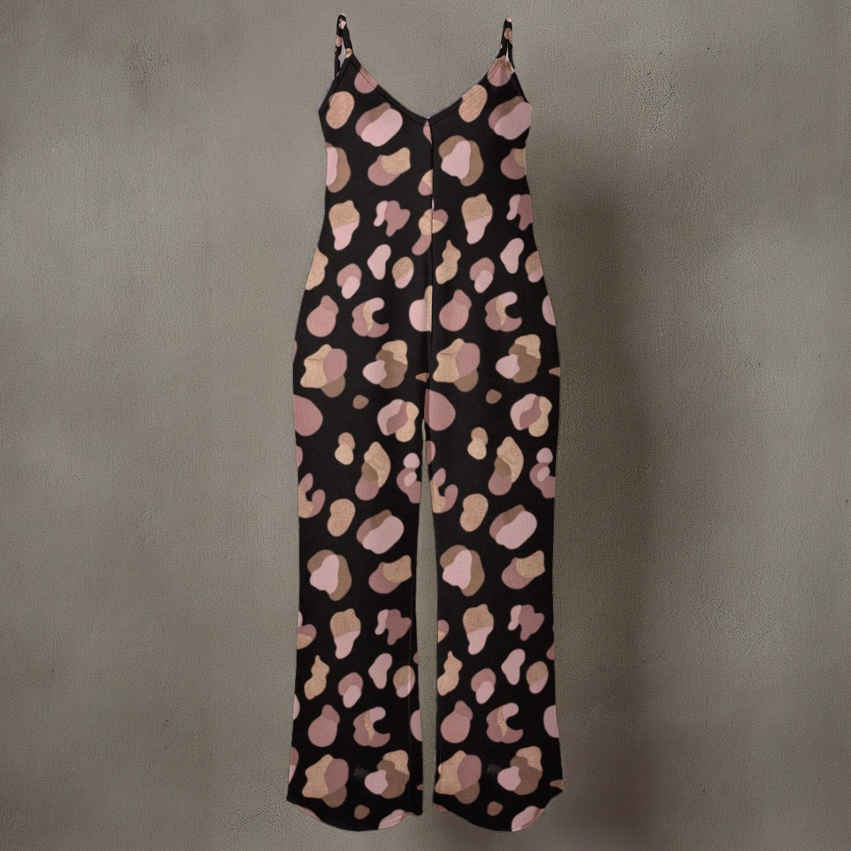 All-Over Print Women’s Floral Spaghetti Strap Wide-Leg Jumpsuit (PB28Y)