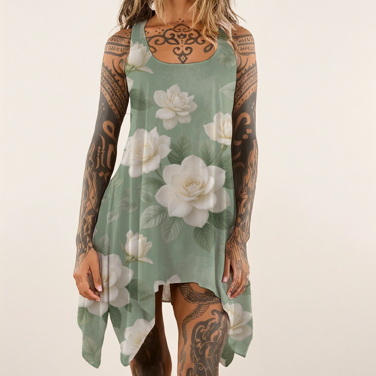 All-over print Women's Sleeveless Tank Dress (P9ADN)